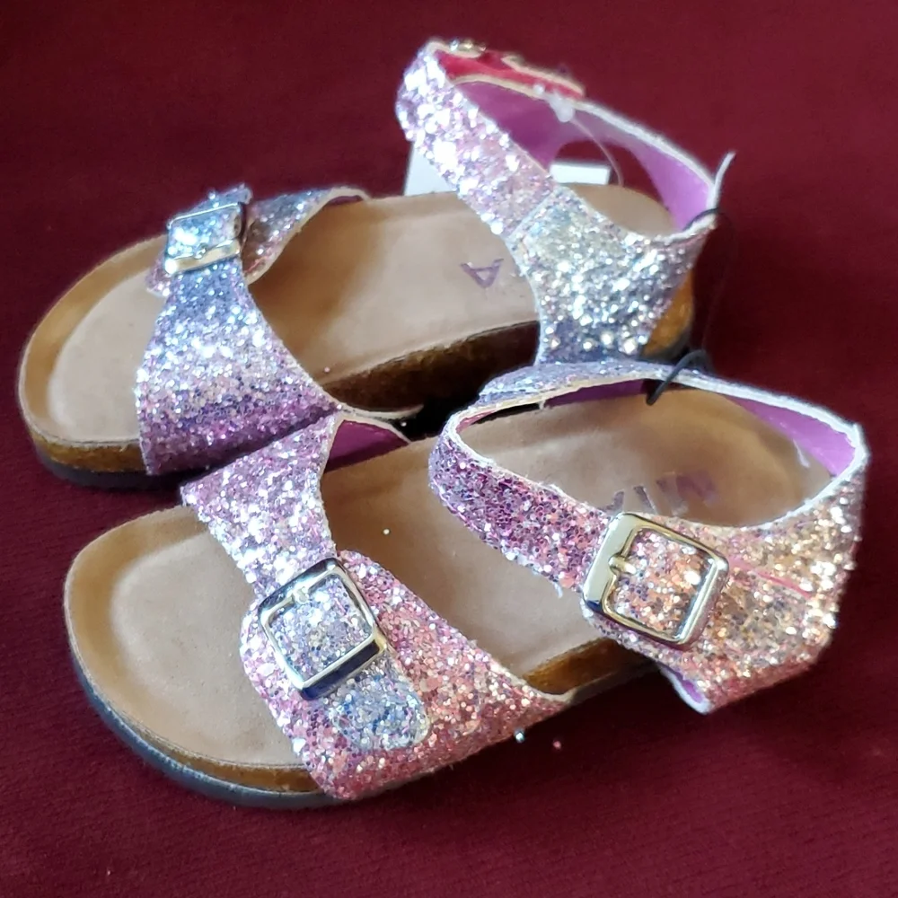 3 pair Toddler Girls Shoes Water Shoes Flip Flops Glitter Sandals Size 7/8 NWT - Picture 9 of 10